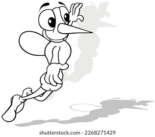 Drawing of a Flying Mosquito in the Air - Cartoon Illustration Isolated on White Background, Vector