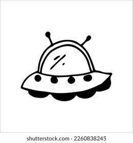 drawing of a flying saucer on a white background.