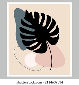 Drawing of the foliage line. Boho print. Minimal print for decoration. Abstract composition.