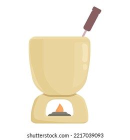 Drawing fondue icon cartoon vector. Cooking sauce. Dinner pot