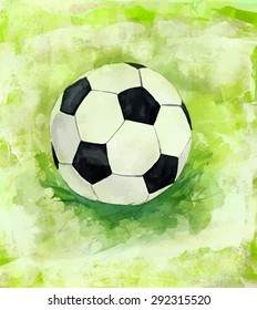 A drawing of a football (soccer) ball on a textured artistic background, scalable vector graphic