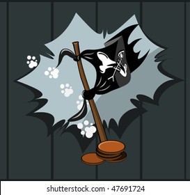 drawing in the form of comics pirate flag Animals