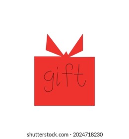 A drawing in the form of a gift with an inscription. Holiday. Gift.