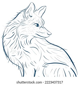 Drawing Fox Line Art, Vector Format