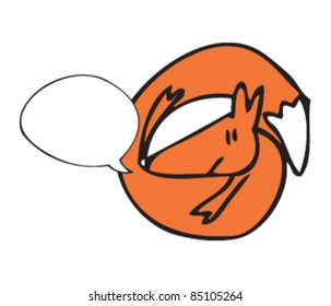 drawing of a fox with speech bubble