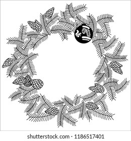 drawing of frame with christmas decoration , a hand-drawn vector illustration
