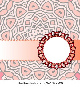 Drawing of a frame with a red mandala in indian style