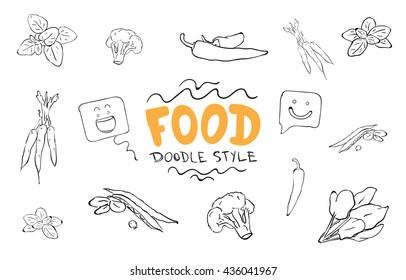 Drawing of fresh and healthy vegetables