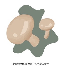 Drawing of fresh mushrooms on the background, hand-drawn, vector graphics.