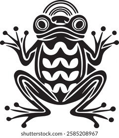 drawing of a frog as a Maori style tattoo