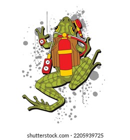 drawing frog   special navy amphibian  illustration design vector