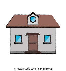 drawing front view home window loft