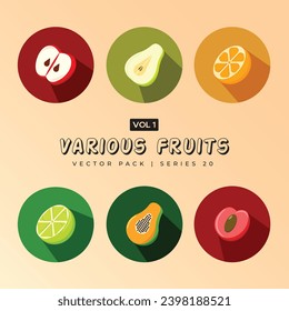 Drawing fruit icons in doodle style - All popular fruits Vector illustrations