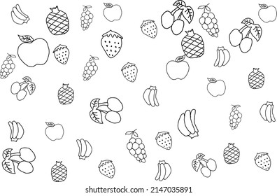 Drawing fruits strawberry banana apple illustration patterns vector