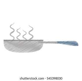 drawing frying pan kitchen and cooking utensils vector illustration eps 10
