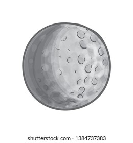 Drawing Of A Full Moon Vector Illustration. Earth Satellite 