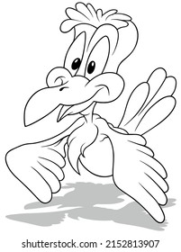 Drawing of a Funny Cuckoo with Big Eyes - Cartoon Illustration Isolated on White Background, Vector