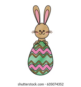 drawing funny easter bunny egg decoration