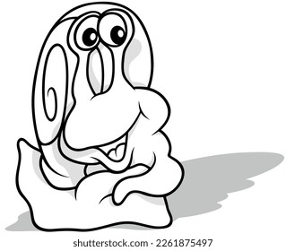 Drawing of a Funny Smiling Snail with Snail Shell  - Cartoon Illustration Isolated on White Background, Vector