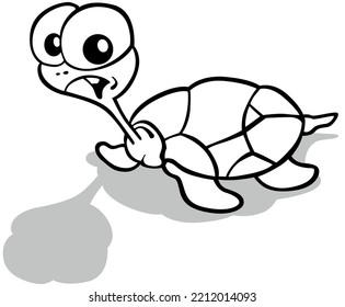 Drawing Of A Funny Turtle With A Long Neck - Cartoon Illustration Isolated On White Background, Vector