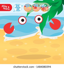 Drawing Game Tutorial Crab Printable Template Vector