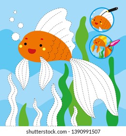 Drawing Game Tutorial Gold Fish Printable Template