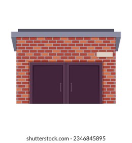 Drawing of garage or warehouse on white. Garage for car vector illustration. Repair service concept