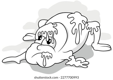 Drawing of a Garbage Monster with Slime on his Body - Cartoon Illustration Isolated on White Background, Vector