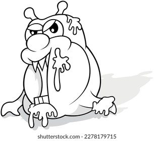 Drawing of a Garbage Monster with Slime on his Body - Cartoon Illustration Isolated on White Background, Vector