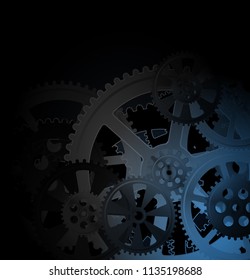 Drawing gears on a black background, vector illustration clip-art