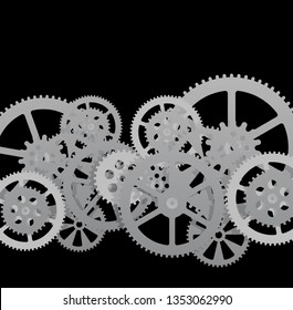 Drawing gears on a black background, vector illustration clip-art
