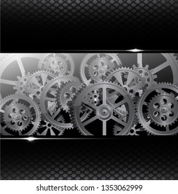 Drawing gears on a black background, vector illustration clip-art