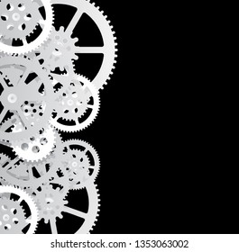 Drawing gears on a black background, vector illustration clip-art