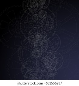 Drawing gears on a black background, vector illustration clip-art