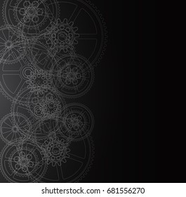 Drawing gears on a black background, vector illustration clip-art