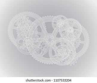 Drawing gears on a gray background, vector illustration clip-art