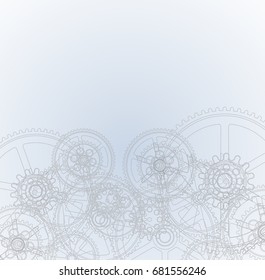 Drawing gears on a gray background, vector illustration clip-art