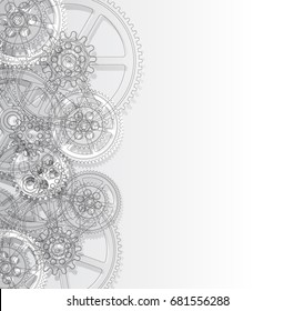 Drawing gears on a gray background, vector illustration clip-art
