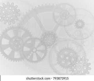 Drawing gears on a gray background, vector illustration clip-art