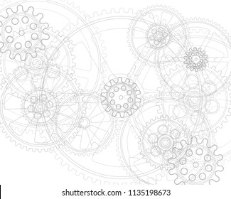 Drawing gears on a white background, vector illustration clip-art