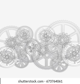 Drawing gears on a white background, vector illustration clip-art