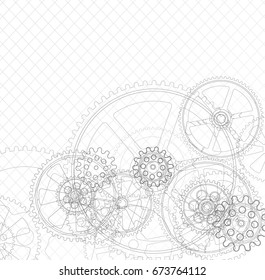 Drawing gears on a white background, vector illustration clip-art