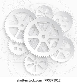 Drawing gears on a white background, vector illustration clip-art