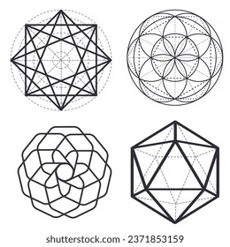 Drawing of geometric figures on a white background