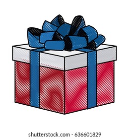 drawing gift box with flag america color