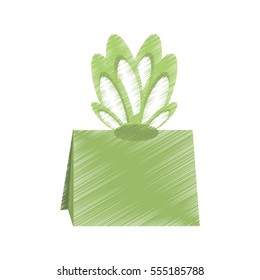 drawing gift box green bow ornament vector illustration eps 10