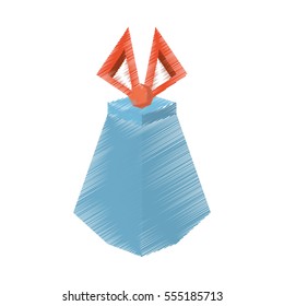 drawing gift box style blue red ribbon vector illustration eps 10
