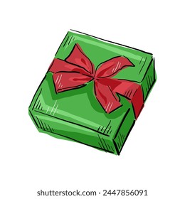 drawing of gift box vector cartoon. Illustration of isolated cartoon icon gift box with ribbon. Vector illustration set christmas birthday present.