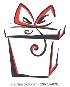 Drawing of a gift box vector or color illustration
