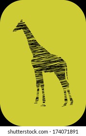 Drawing Giraffe vector isolated on green background. Abstract illustration.